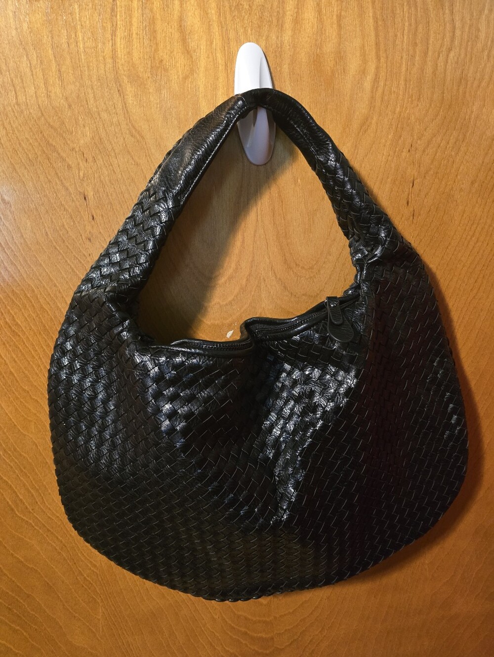 Woven Shoulder Bag in Black